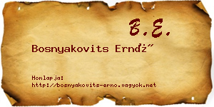 Bosnyakovits Ernő névjegykártya